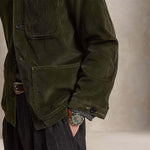 POLO RALPH LAUREN Overshirt uomo in velluto a coste Verde Militare