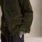 POLO RALPH LAUREN Overshirt uomo in velluto a coste Verde Militare
