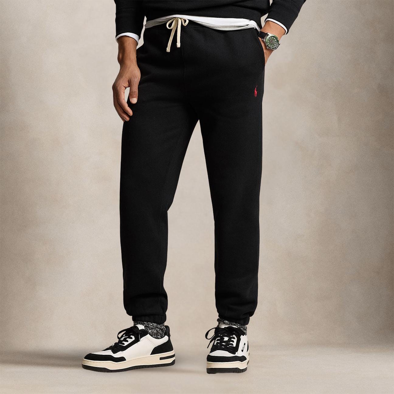 POLO RALPH LAUREN Pantalone uomo Jogging in felpa Nero