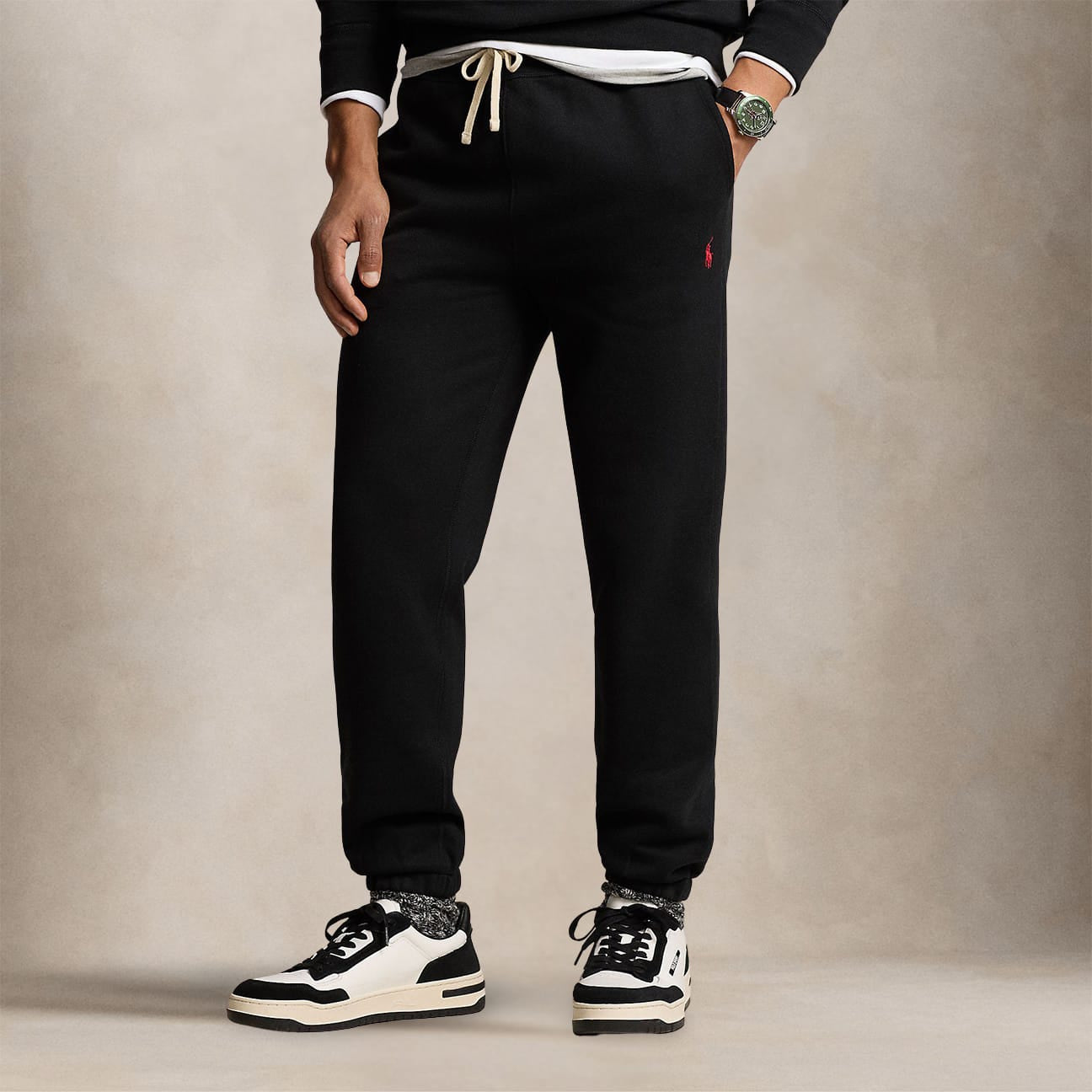 POLO RALPH LAUREN Pantalone uomo Jogging in felpa Nero