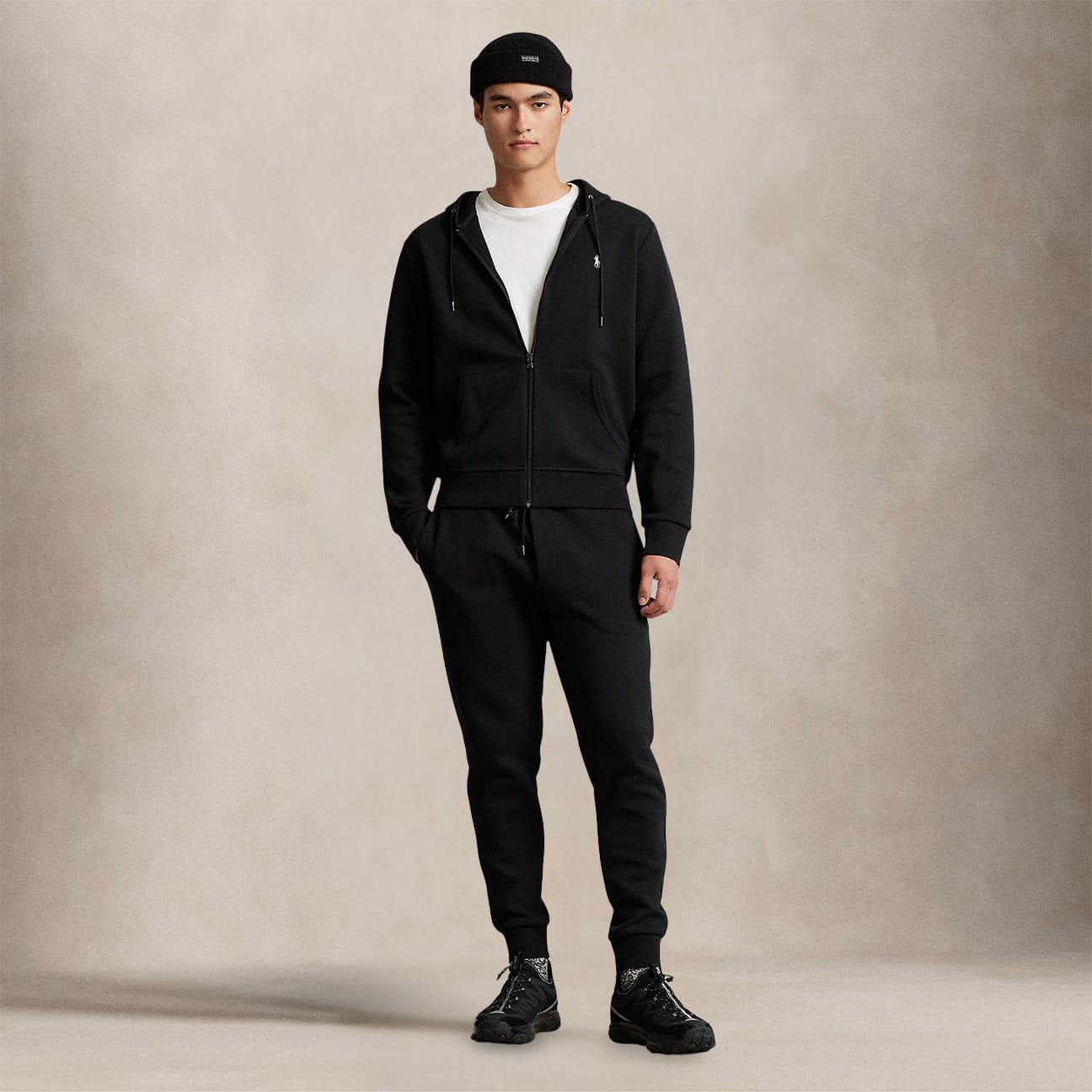 POLO RALPH LAUREN Pantaloni uomo da jogging a maglia doppia Nero