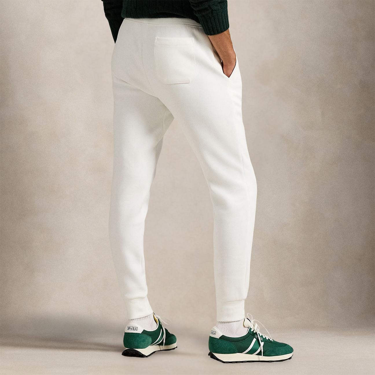 POLO RALPH LAUREN Pantaoni uomo  da jogging in maglia doppia Bianco