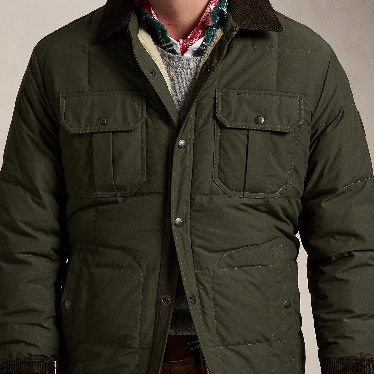 POLO RALPH LAUREN Piumino camicia uomo In pile idrorepellente Verde