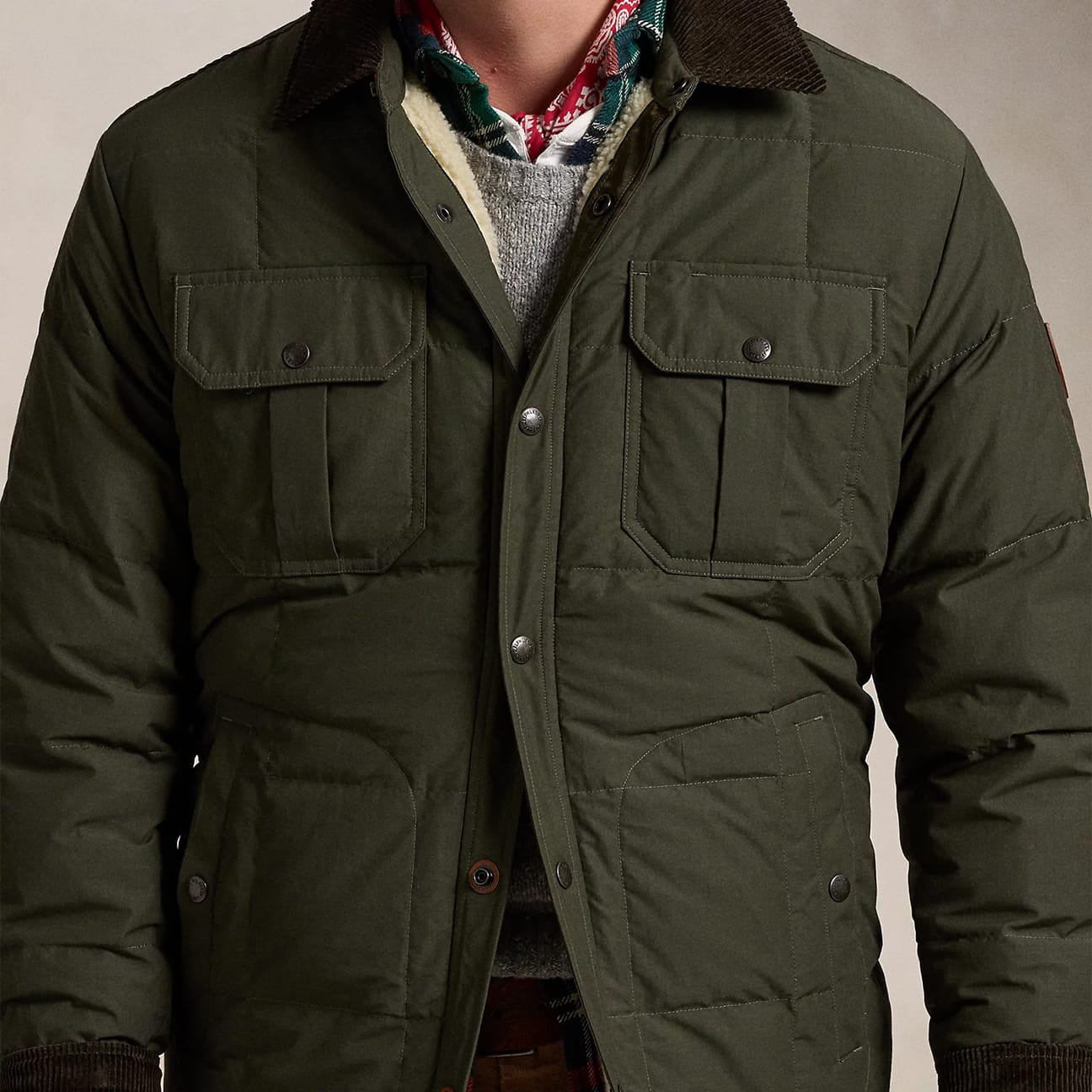 POLO RALPH LAUREN Piumino camicia uomo In pile idrorepellente Verde