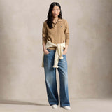 POLO RALPH LAUREN Polo donna in lana e cashmere a trecce Cammello