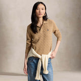 POLO RALPH LAUREN Polo donna in lana e cashmere a trecce Cammello
