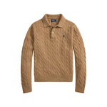 POLO RALPH LAUREN Polo donna in lana e cashmere a trecce Cammello