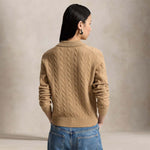 POLO RALPH LAUREN Polo donna in lana e cashmere a trecce Cammello