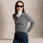 POLO RALPH LAUREN Polo donna in lana e cashmere a trecce Grigio