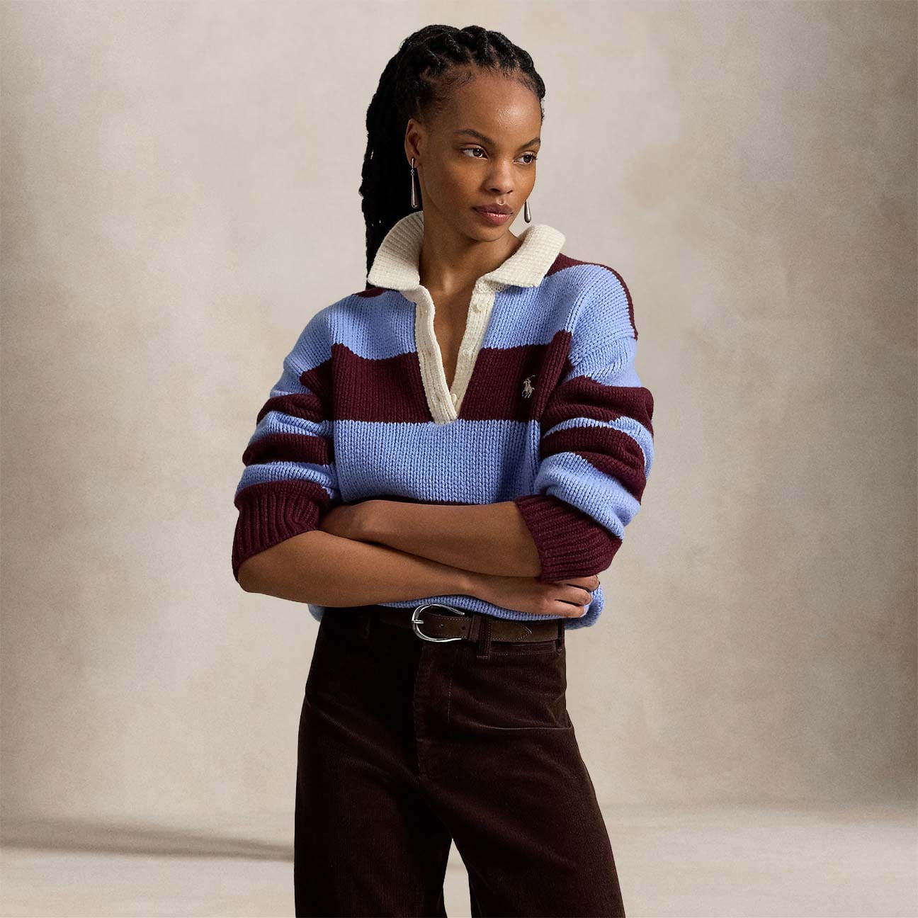 POLO RALPH LAUREN Polo rugby donna a righe Azzurro e Bordeaux