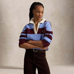 POLO RALPH LAUREN Polo rugby donna a righe Azzurro e Bordeaux