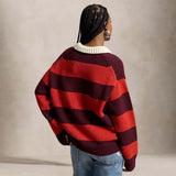 POLO RALPH LAUREN Polo rugby donna a righe Rosso e Bordeaux