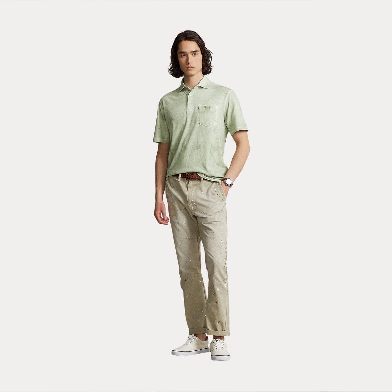 POLO RALPH LAUREN Polo uomo con taschino Menta