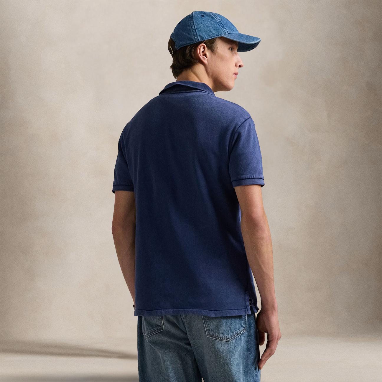 POLO RALPH LAUREN Polo uomo in piquè di cotone Custom Slim Fit Blue