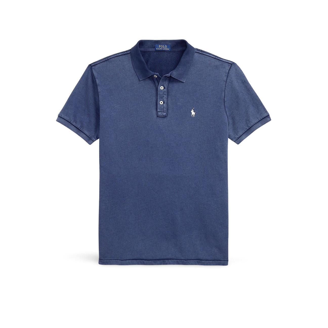 POLO RALPH LAUREN Polo uomo in piquè di cotone Custom Slim Fit Blue
