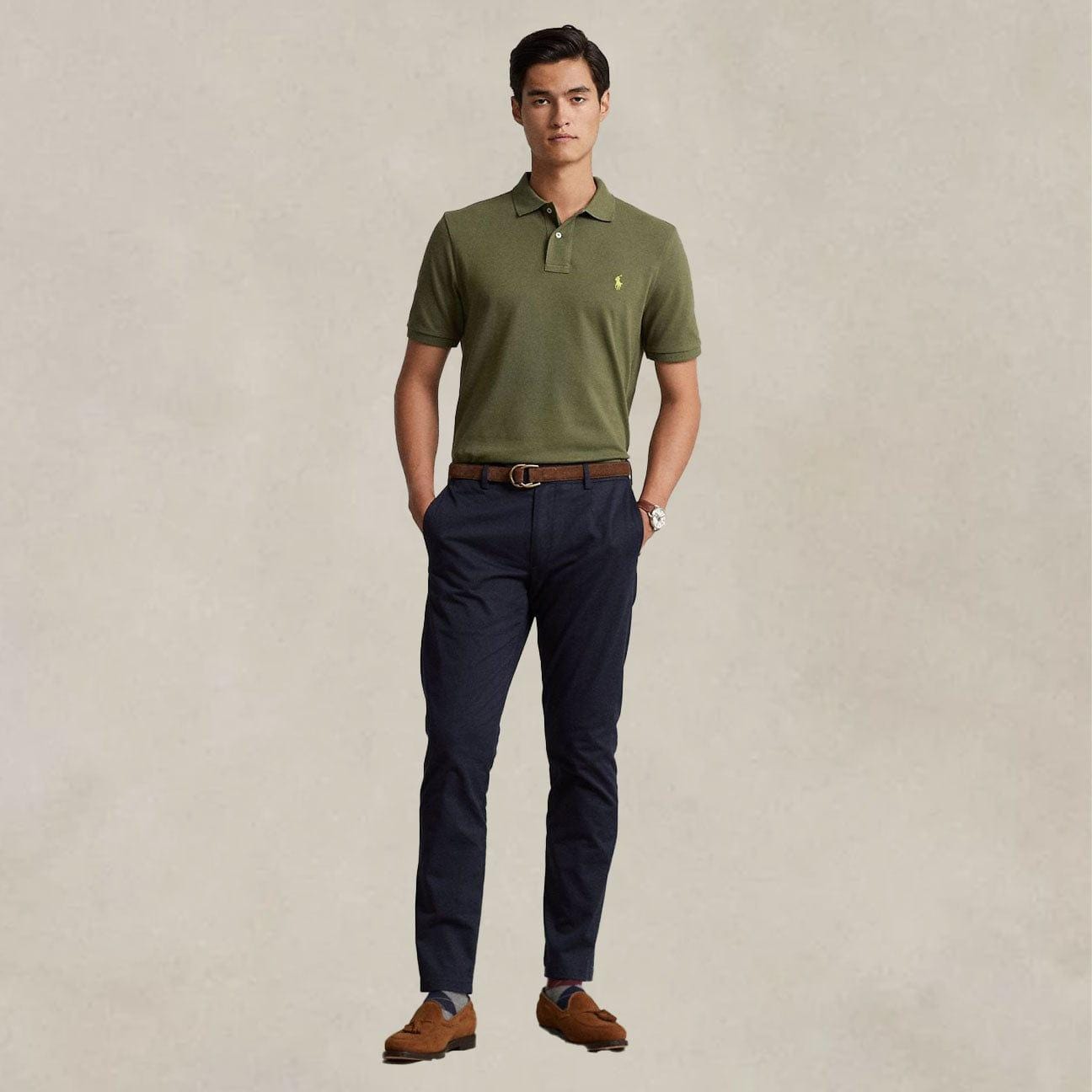 POLO RALPH LAUREN Polo uomo Slim Fit Dark Sage
