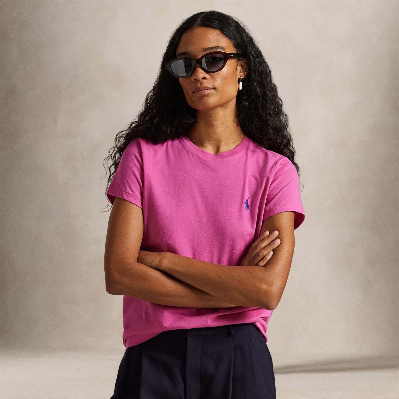 POLO RALPH LAUREN T-Shirt donna Classic Fit  in cotone Rosa Intenso