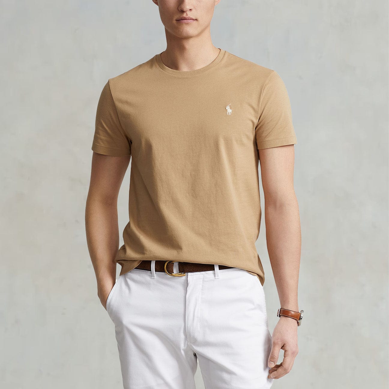 T-Shirt girocollo Custom Slim Tan