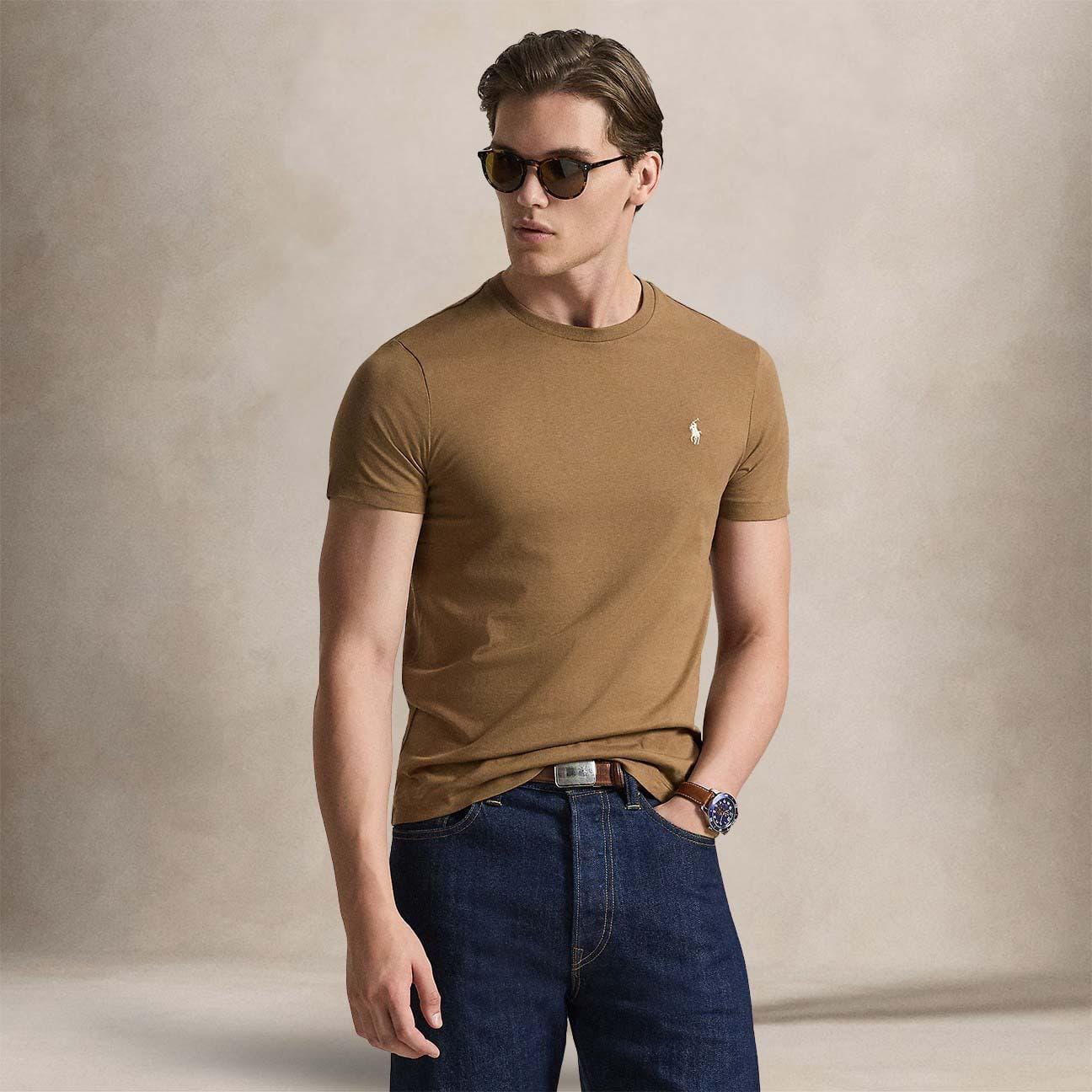 POLO RALPH LAUREN T-Shirt uomo Custom Slim Fit Brown