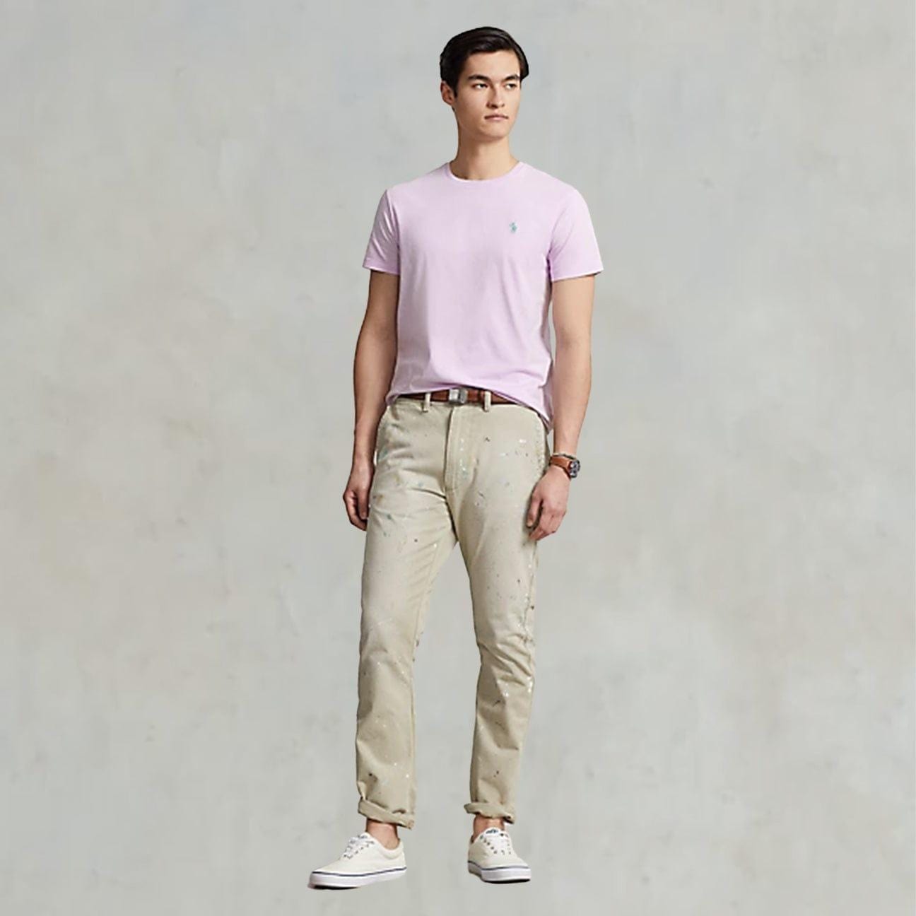 POLO RALPH LAUREN T-Shirt uomo girocollo Custom Slim Fit  Rosa
