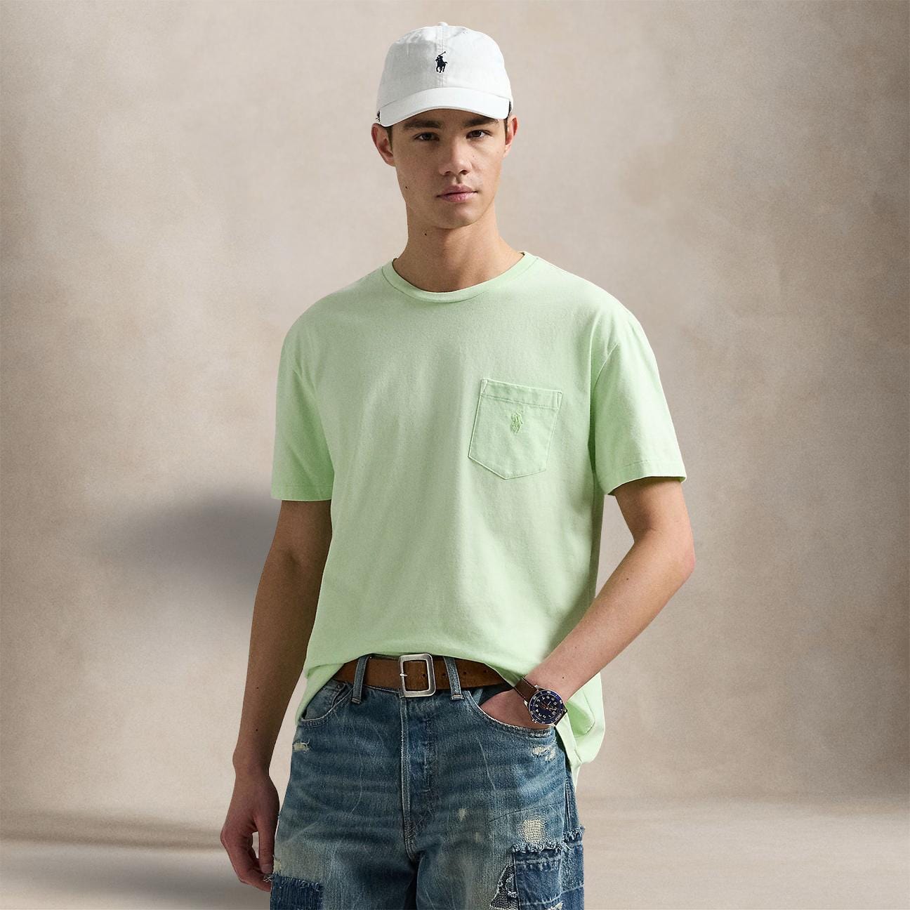 POLO RALPH LAUREN T-Shirt uomo in cotone Custom Slim Fit  Verde