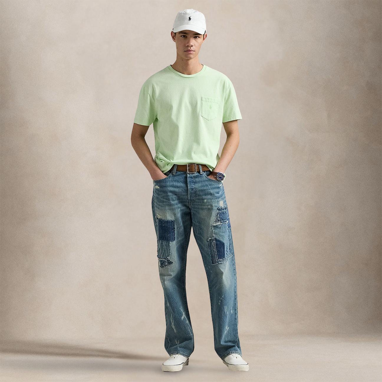 POLO RALPH LAUREN T-Shirt uomo in cotone Custom Slim Fit  Verde