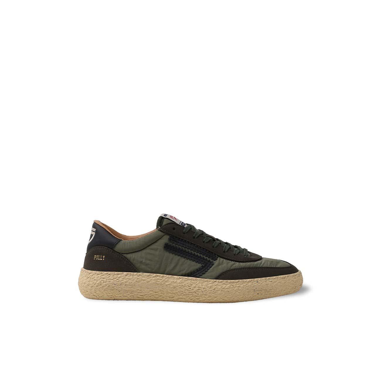 PURAAI Sneakers uomo in nylon e sude Verde Militare