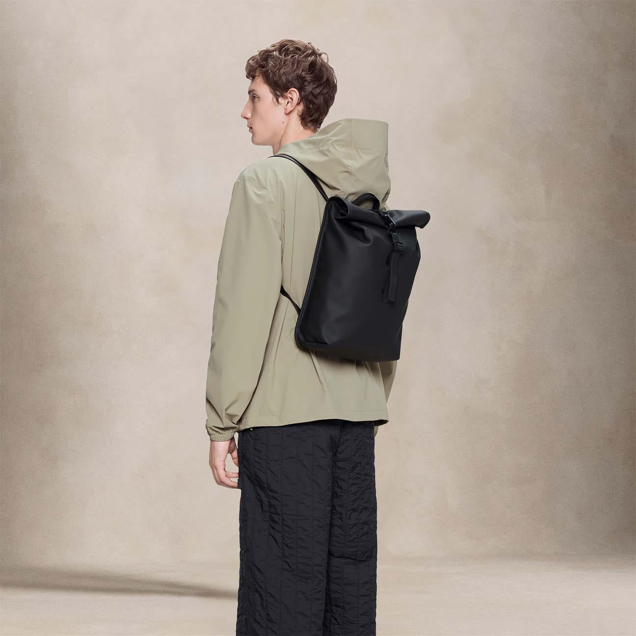 RAINS Zaino Rolltop Rucksack Mini Nero