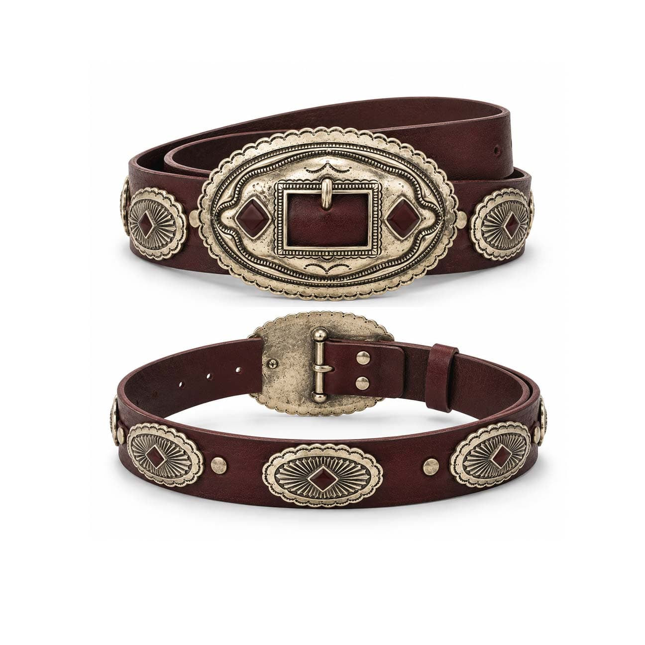 Riccardo Forconi Cintura donna con conchos Bordeaux