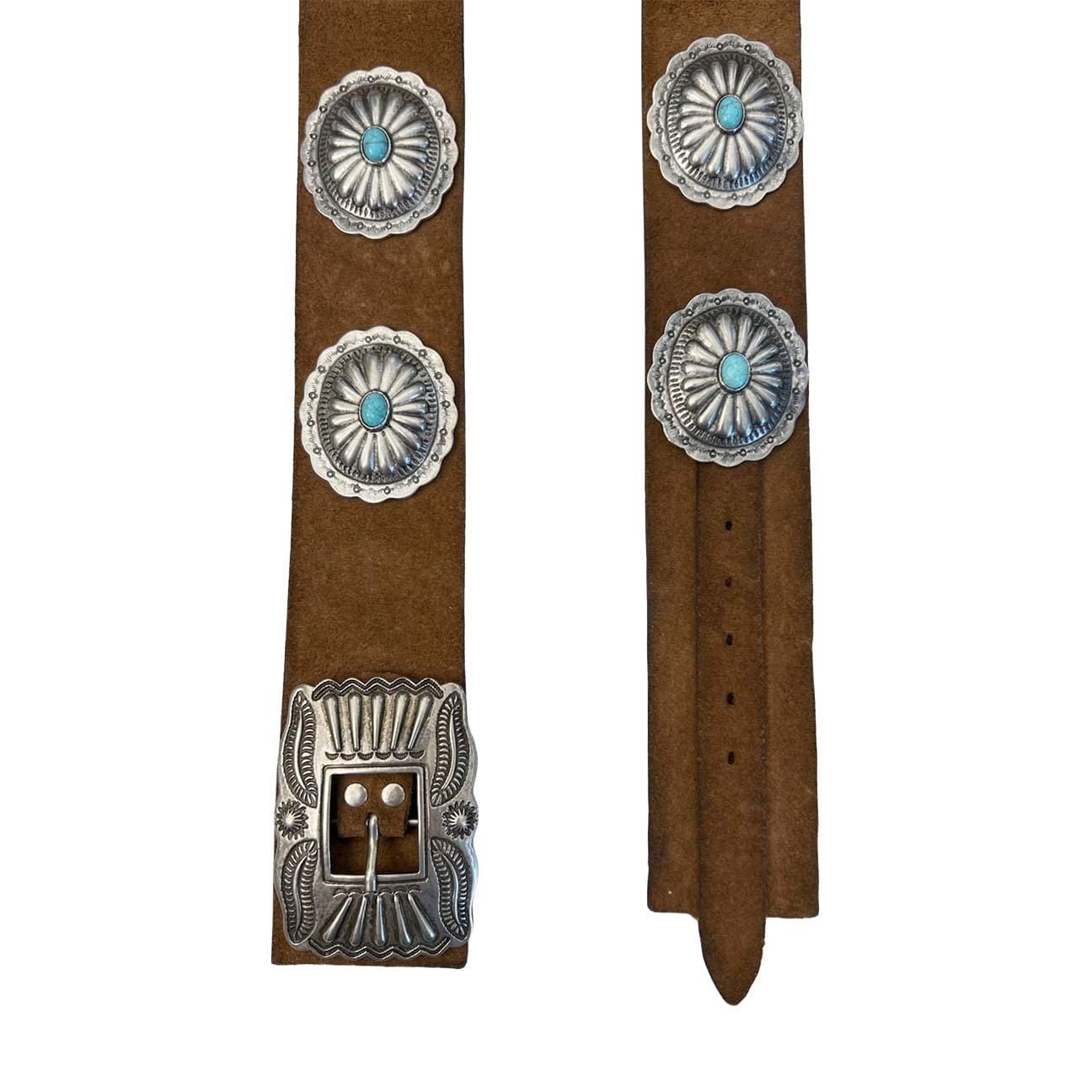 Riccardo Forconi Cintura donna in pelle e conchos Tabacco