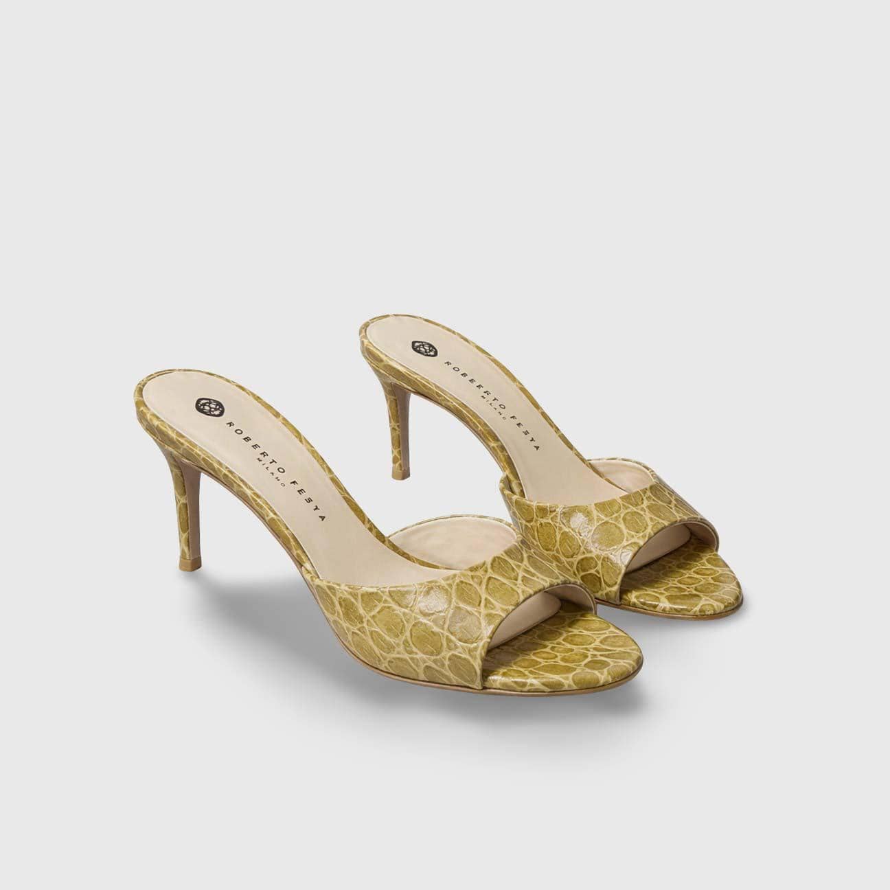 ROBERTO FESTA Sandali in pelle stampa cocco Olio