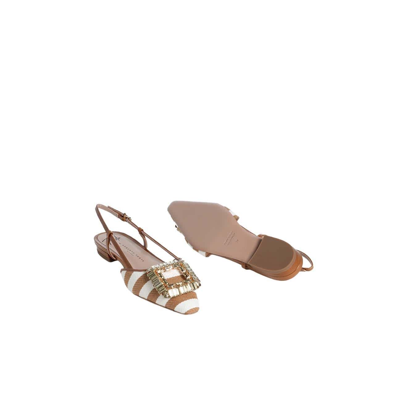 ROBERTO FESTA Slingback donna Mimma in tessuto a righe Beige