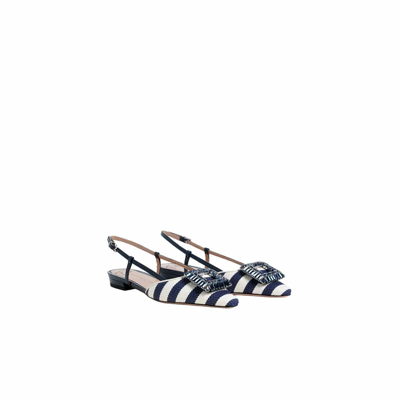 ROBERTO FESTA Slingback donna Mimma in tessuto a righe Blue