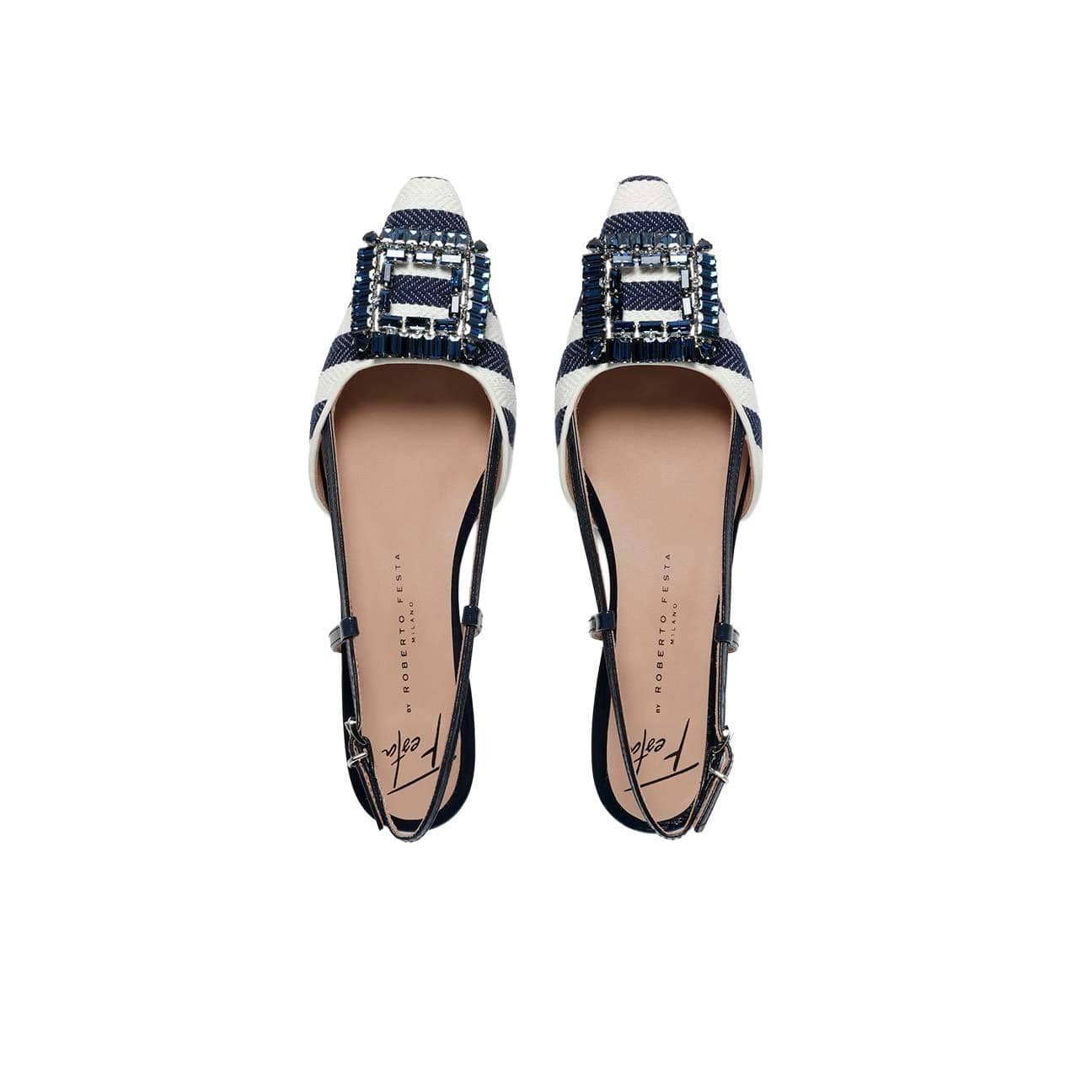 ROBERTO FESTA Slingback donna Mimma in tessuto a righe Blue