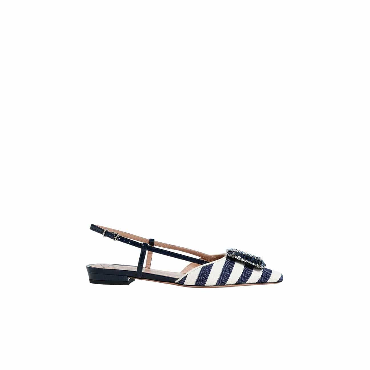 ROBERTO FESTA Slingback donna Mimma in tessuto a righe Blue