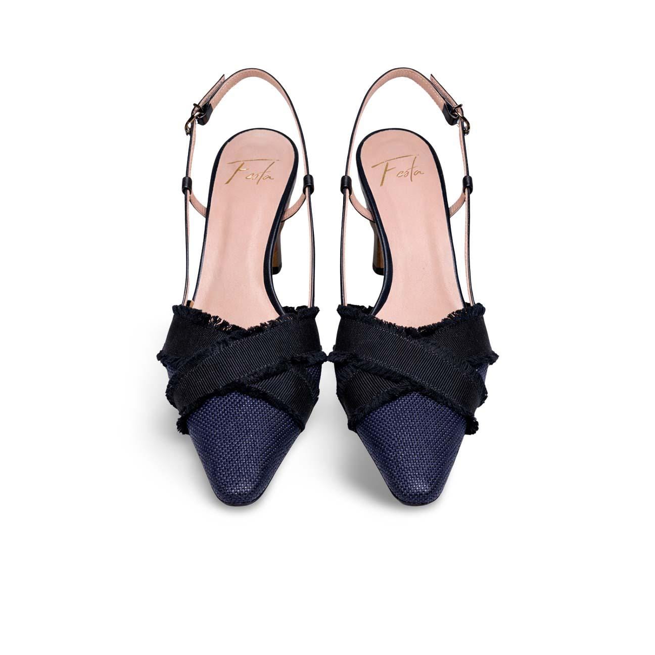 ROBERTO FESTA Slingback in pelle e tessuto Blue