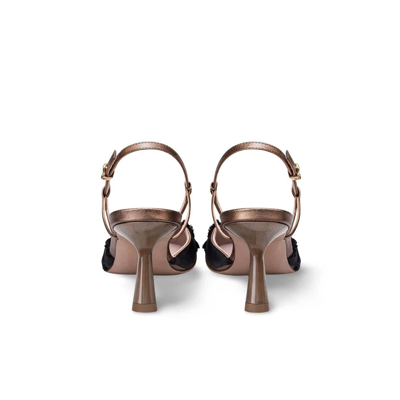 ROBERTO FESTA Slingback in pelle e tessuto Bronzo e Nero