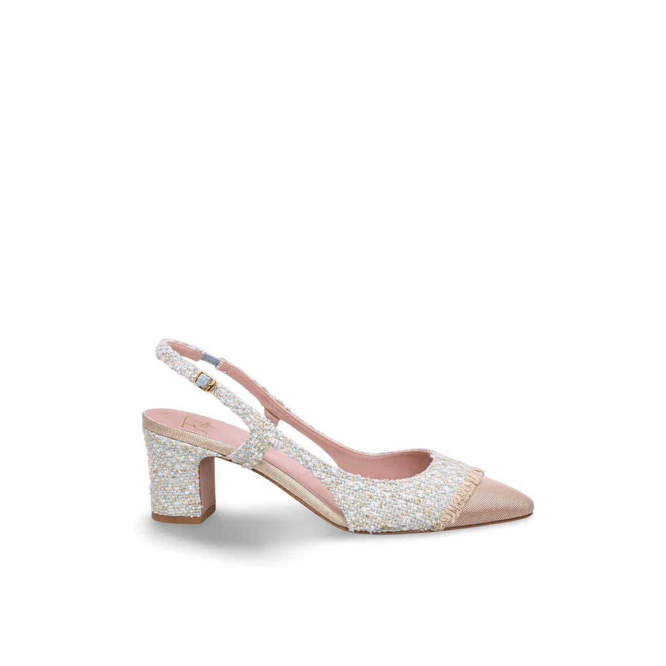 ROBERTO FESTA Slingback in tweed Celeste e Beige