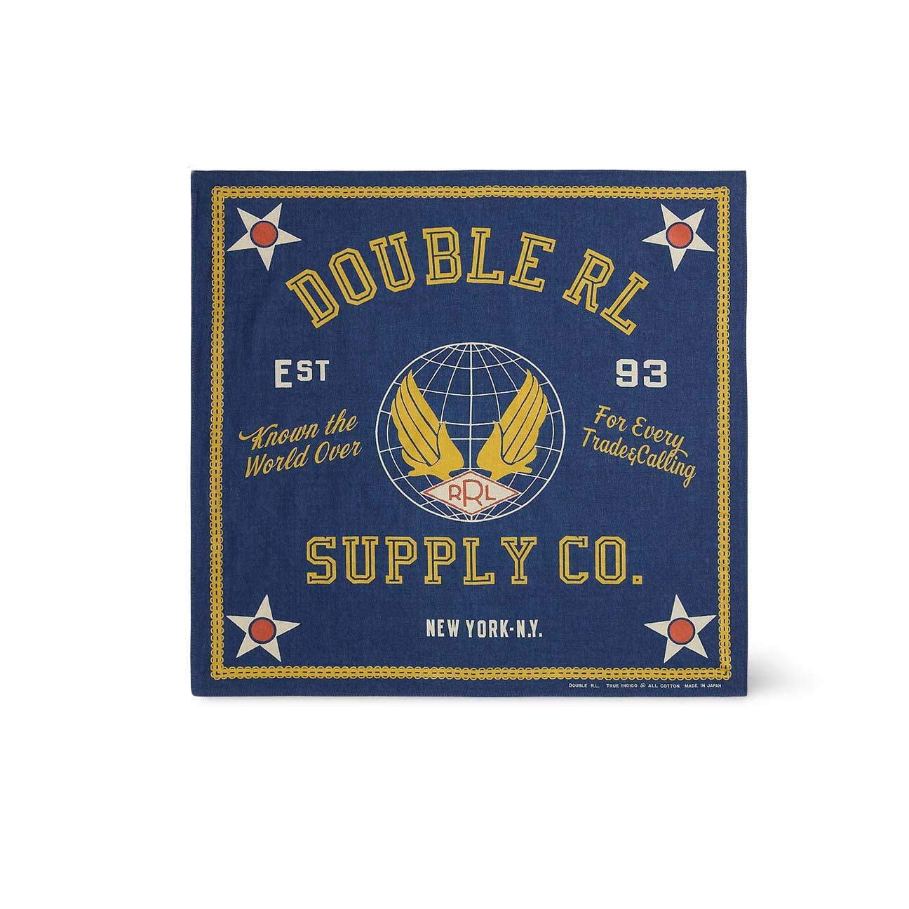 RRL Bandana con Logo Blue Indaco