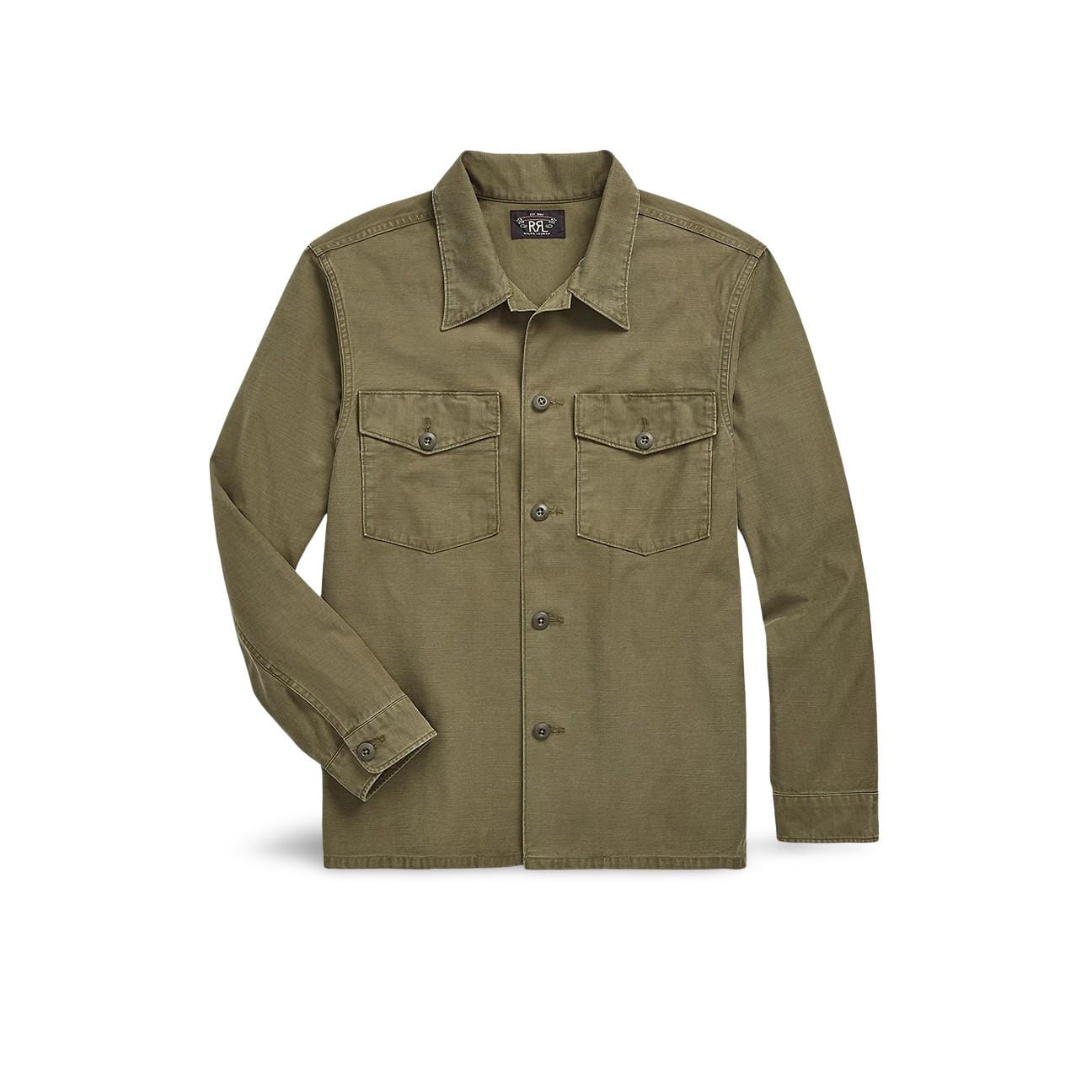 RRL Camicia militare in cotone Verde Militare