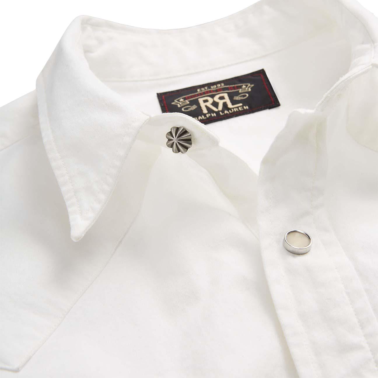 RRL Camicia uomo Buffalo Western in popeline Bianco