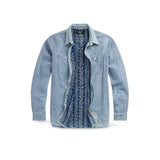 RRL Camicia uomo double face Indaco