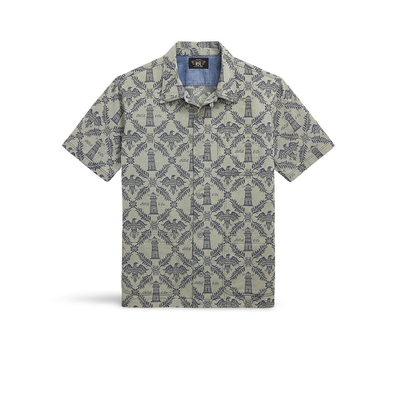 RRL Camicia uomo  sahariana in denim jacquard