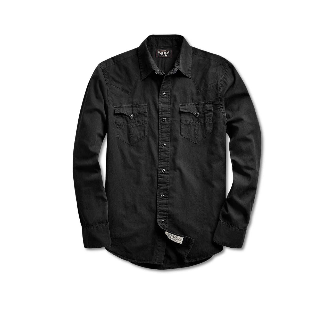 RRL Camicia uomo Slim Fit  western in twil Nero