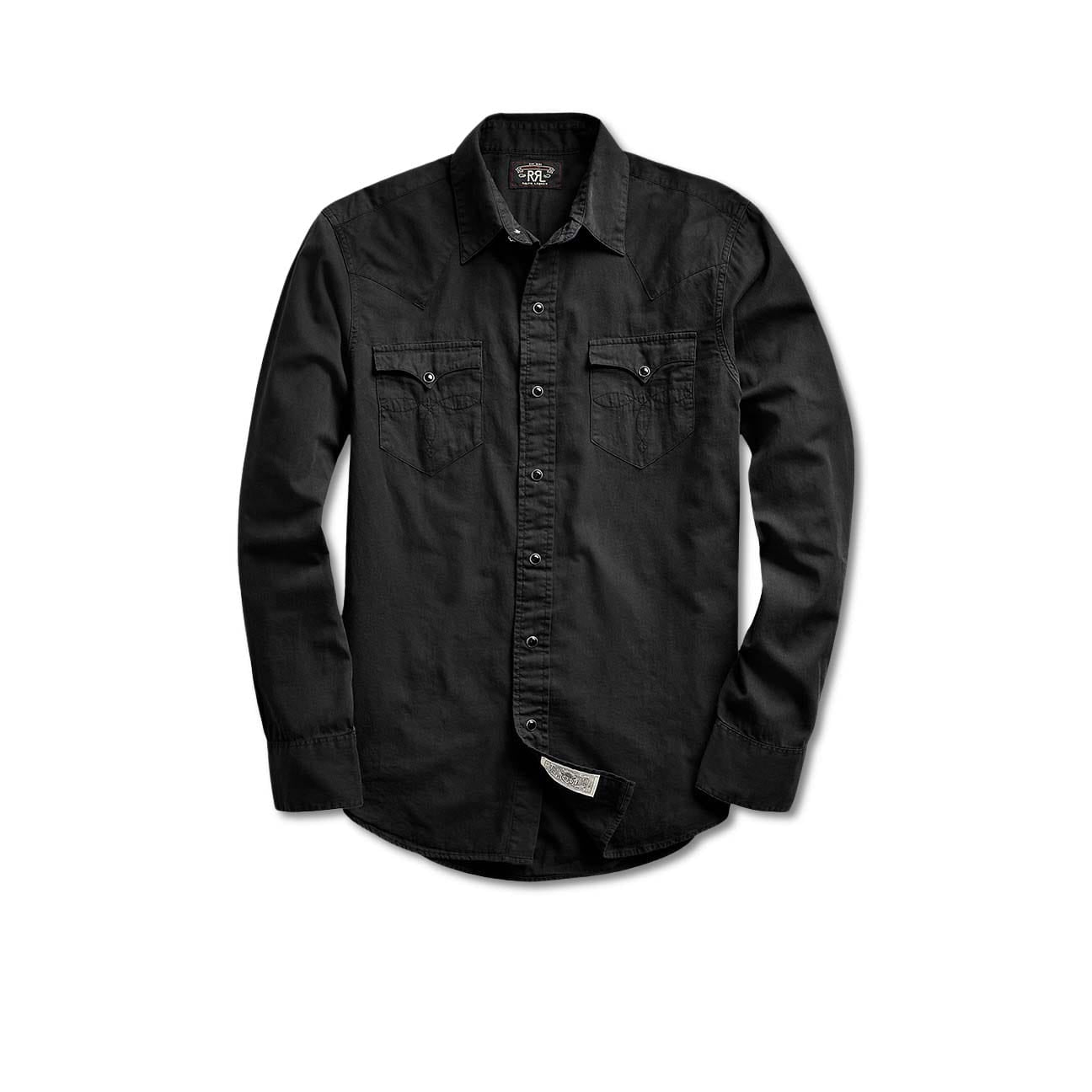 RRL Camicia uomo Slim Fit  western in twil Nero