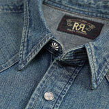 RRL Camicia uomo Western in denim Dark Wash