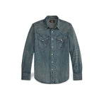 RRL Camicia uomo Western in denim Dark Wash