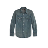 RRL Camicia uomo Western in denim Dark Wash
