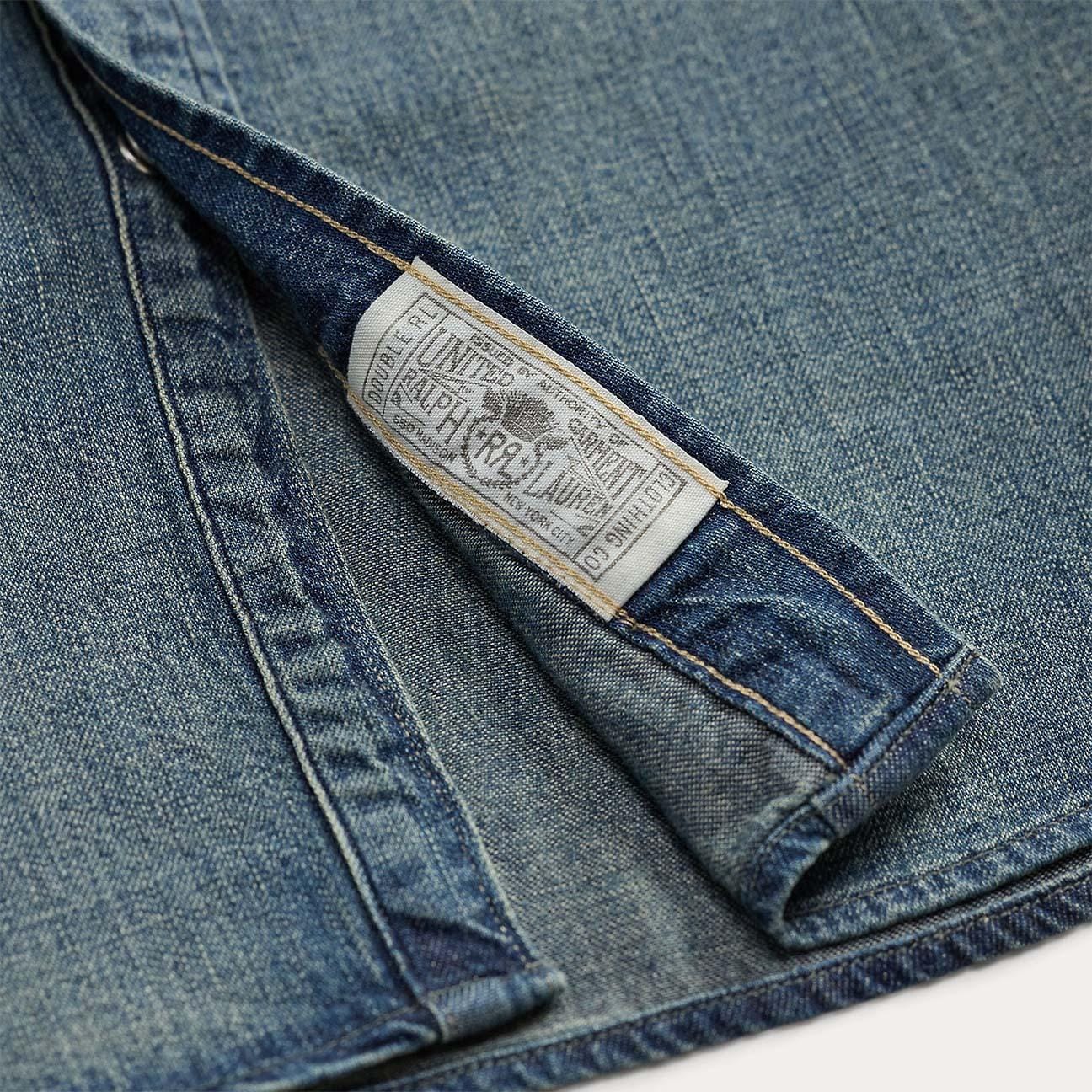 RRL Camicia uomo Western in denim Dark Wash