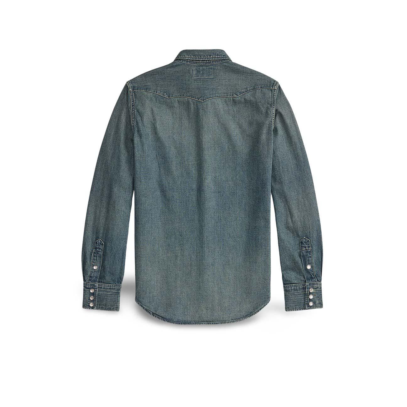 RRL Camicia uomo Western in denim Dark Wash
